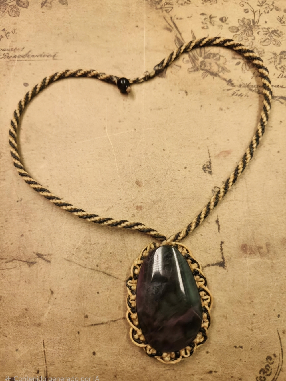 Handcrafted Black and Gold Stone Pendant Necklace